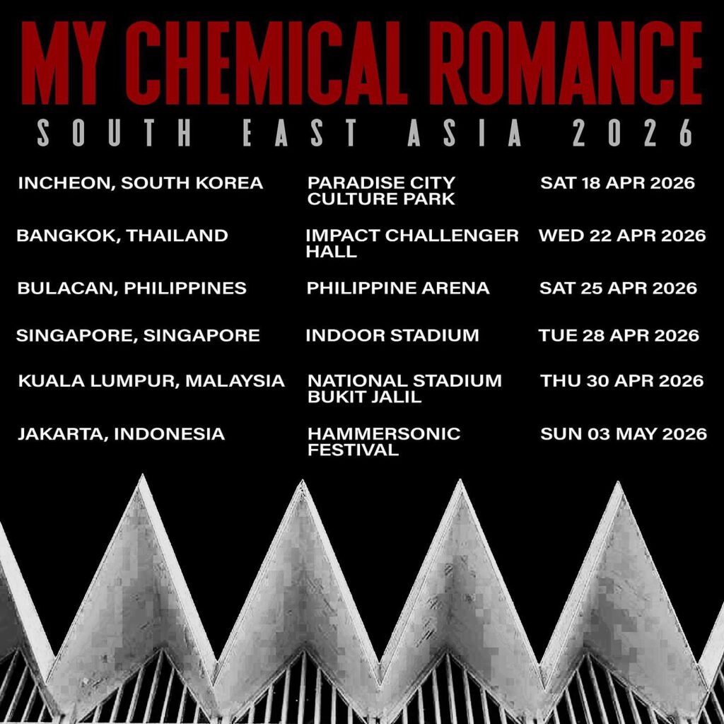 My Chemical Romance is coming to Malaysia next year! | theHive.Asia My Chemical Romance is coming to Malaysia next year!, news, celeb, concert, MCR, music, My Chemical Romance, rock, theHive.Asia