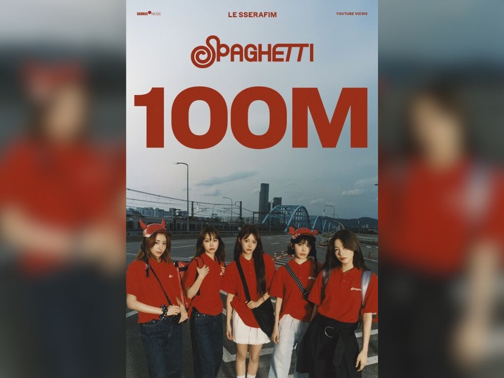 LE SSERAFIM surpasses 100 million views for “SPAGHETTI”