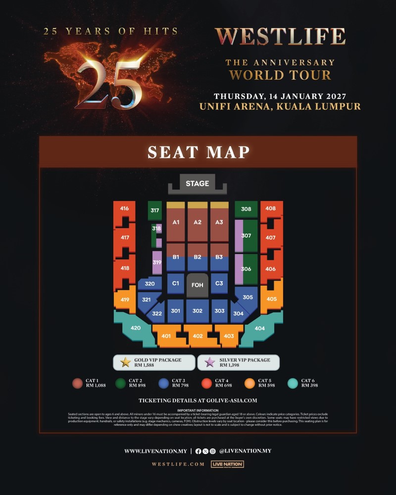 Westlife's 25th anniversary tour confirmed for Kuala Lumpur in January 2027 | theHive.Asia Westlife's 25th anniversary tour confirmed for Kuala Lumpur in January 2027, news, celeb, concert, music, westlife, theHive.Asia