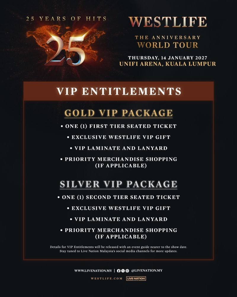 Westlife's 25th anniversary tour confirmed for Kuala Lumpur in January 2027 | theHive.Asia Westlife's 25th anniversary tour confirmed for Kuala Lumpur in January 2027, news, celeb, concert, music, westlife, theHive.Asia