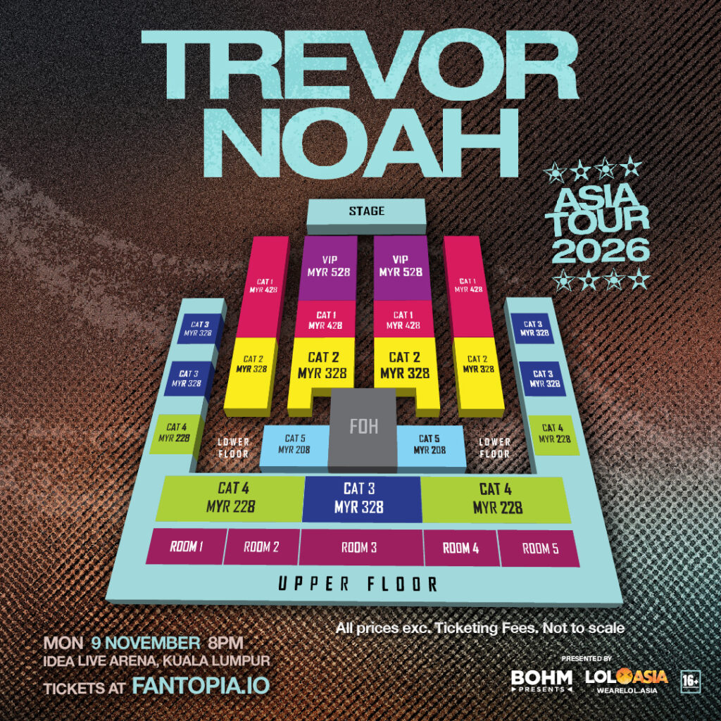 Trevor Noah set to make Malaysian debut in Kuala Lumpur this November, IdeasLIVEArena, TrevorNoah, theHive.Asia, TREVOR NOAH seating square POSTER