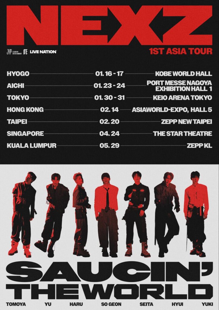 NEXZ announces next stops on “SAUCIN’ THE WORLD” tour, NEXZ, SAUCINTHEWORLD, theHive.Asia, nexz schedule